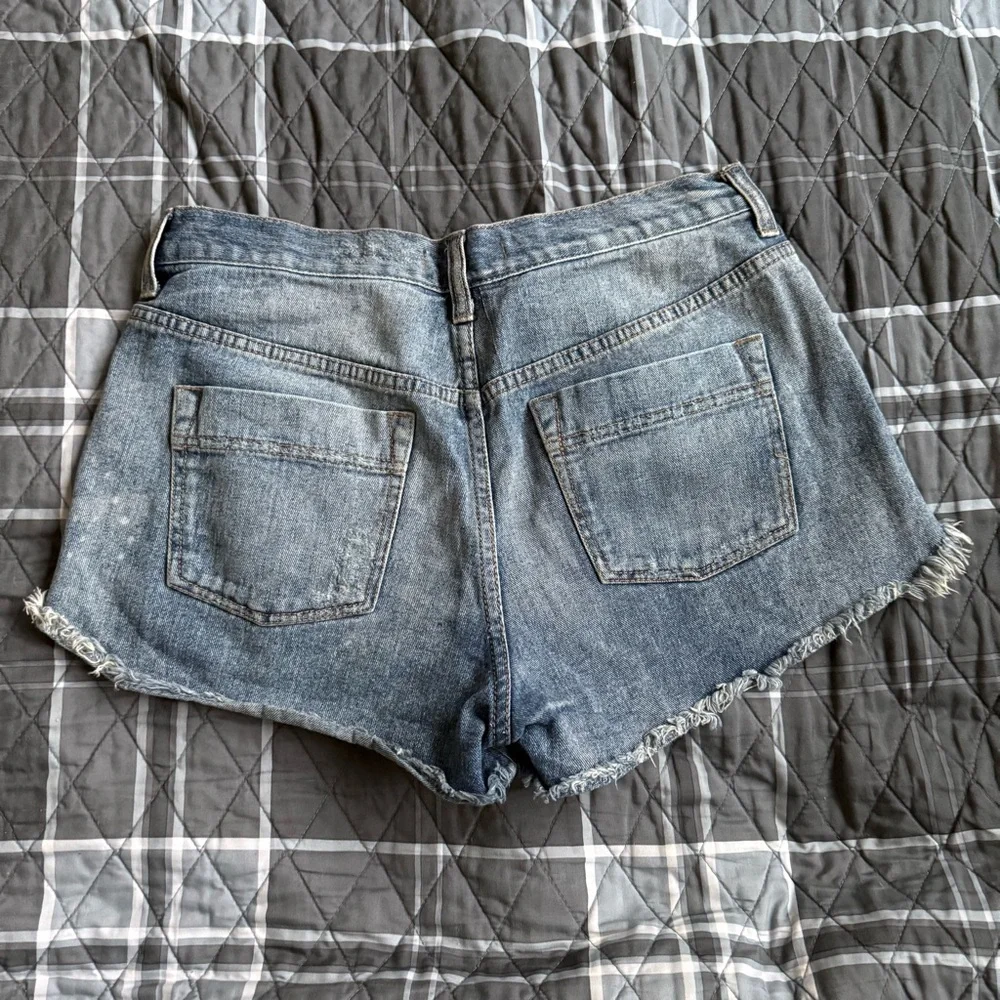 Free People Tulum Embroidered Jean Shorts Sz 28 Festival Ready